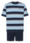 Pijama Hombre Verano Corto Tapeta Algodón Cuello Redondo Punto Rayas - Azul 3082_39