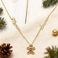 Personalizada Gingerbread Man Collar con piedra de nacimiento y el texto de Navidad Cumpleaños Aniversario de regalo para las mujeres