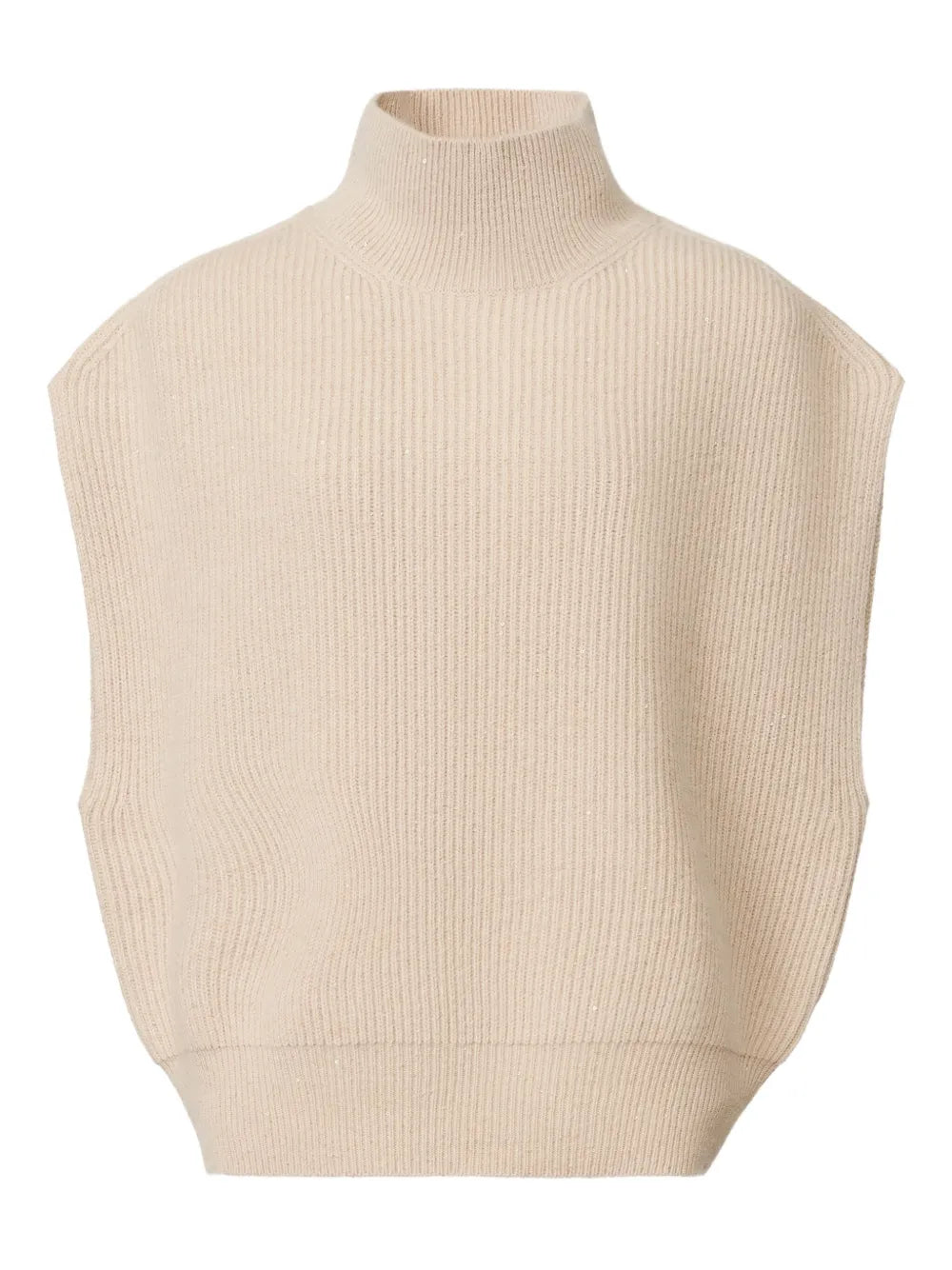 Fabiana Filippi Ribbed-Knit Turtleneck Tank Top — Cream