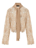 Fabiana Filippi Macramé-Lace Tie-Neck Shirt — beige