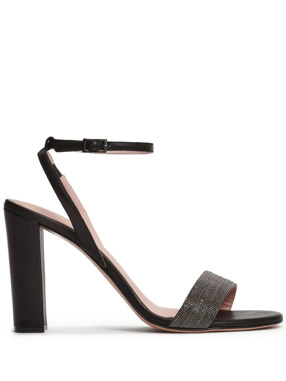 Fabiana Filippi Bead-Embellished Block-Heel Sandal — Black