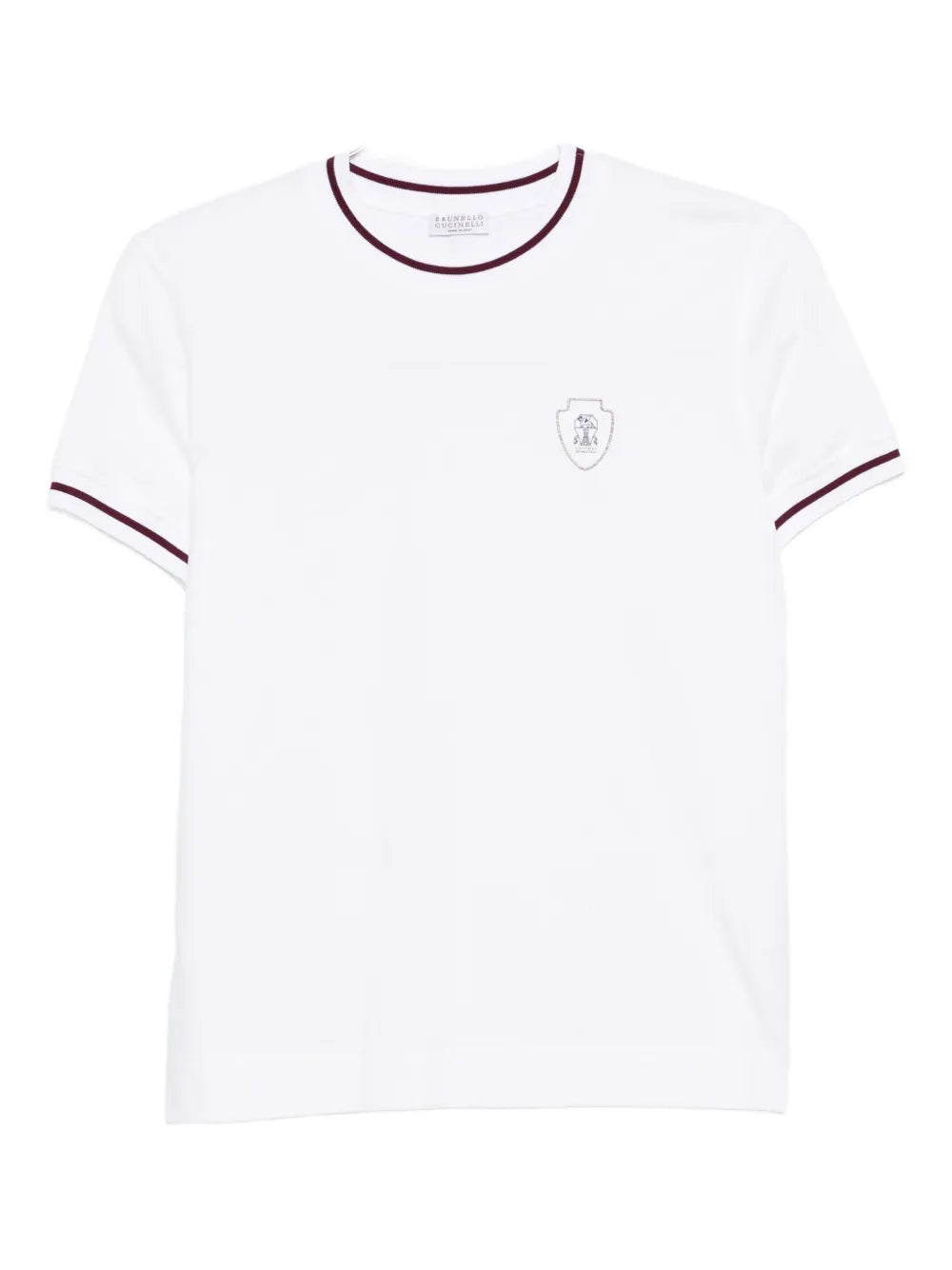 Brunello Cucinelli Embroidered-Detail Cotton T-Shirt — white