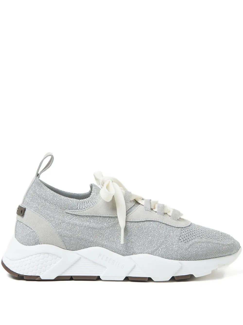 Peserico Glitter-Knit Sneaker — Silver