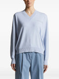 Peserico V-Neck Embellished Sweater — Light Blue