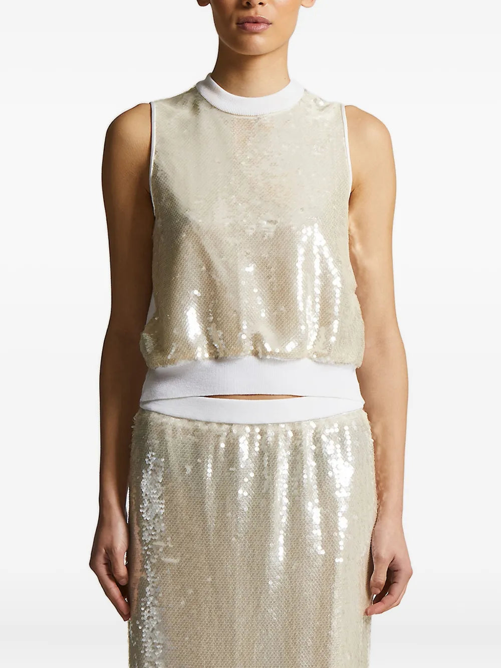 Peserico Sequin-Embellished Tank Top — Ivory