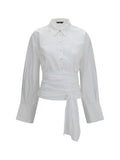 7for Waist-Knot Cotton Popeline Shirt — White