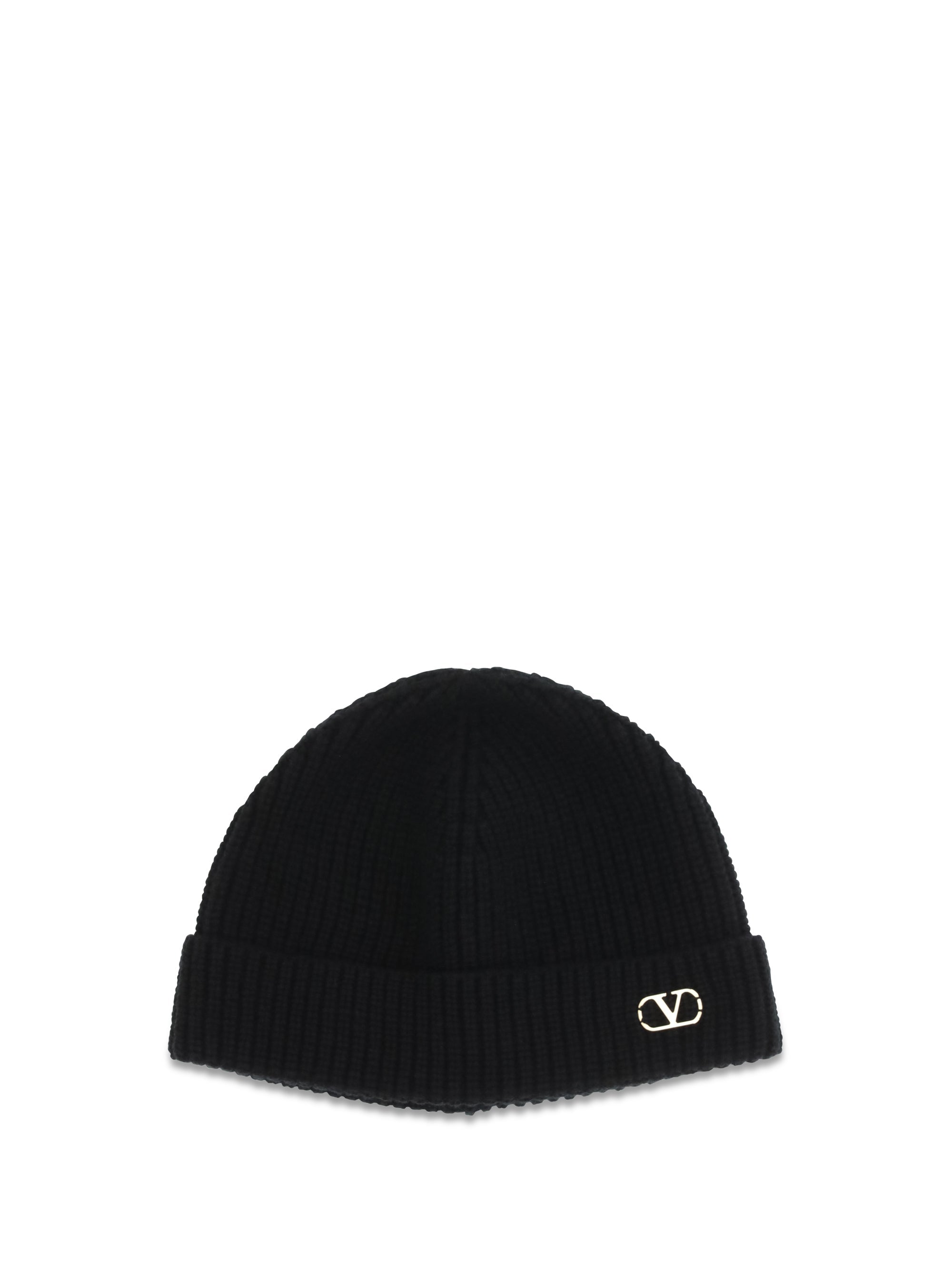 Valentino Garavani 9Y2HB02GATZ Cashmere VLogo Beanie — Black