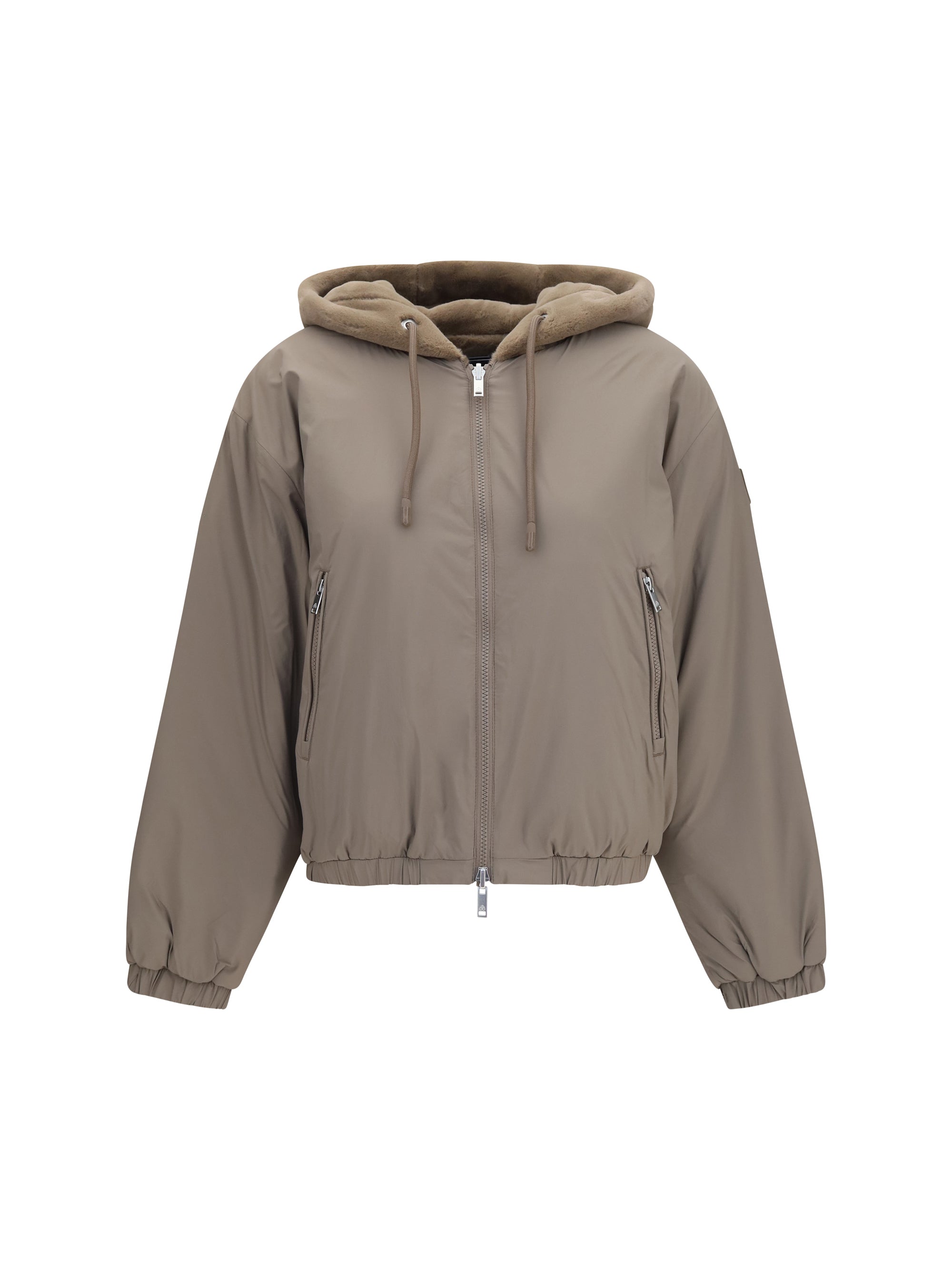 Moose Knuckles Reversible Faux Fur Sweatshirt — Ashen