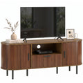 TV Stand for TVs up to 60" with Curved Sliding Doors, Drawer & Open Shelf, Brown