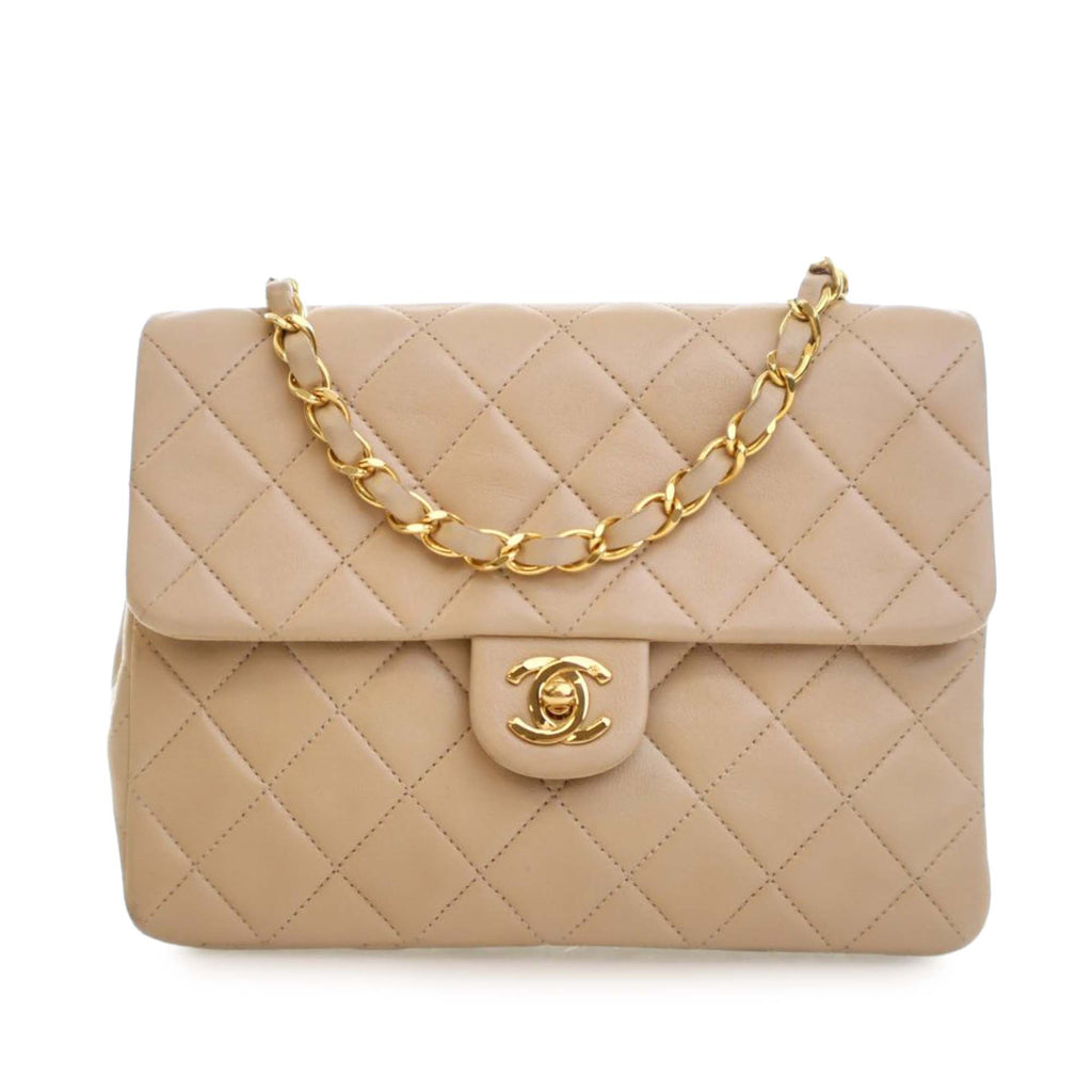 Small Square Quilted Lambskin Flap
