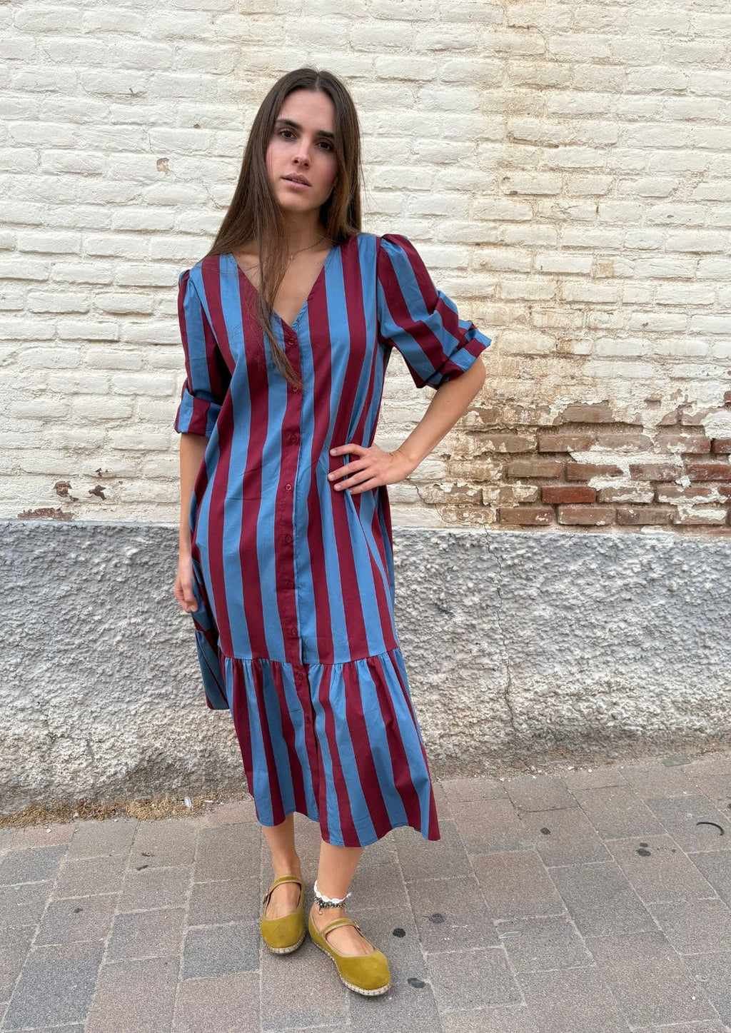 Vestido Copenhague - Azul/Burdeos