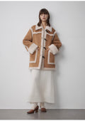 Western SunsetWinter  Wool Artificial Compound Suede Shearling Fur Coat for Women