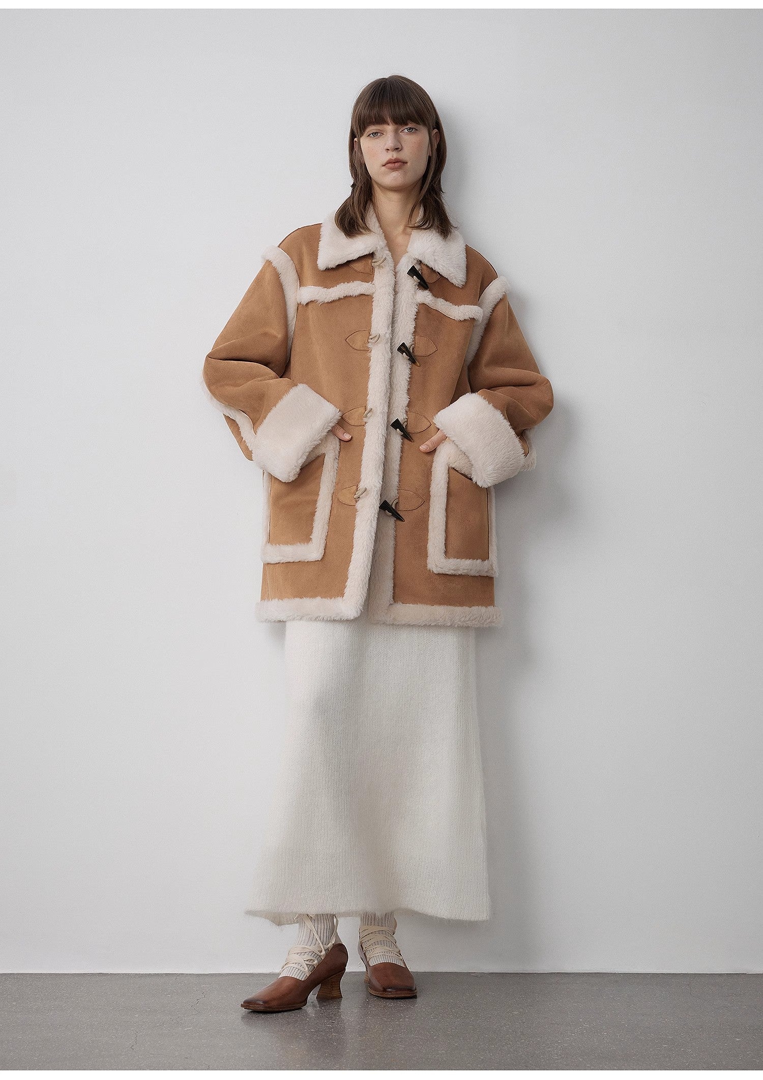 Western SunsetWinter  Wool Artificial Compound Suede Shearling Fur Coat for Women