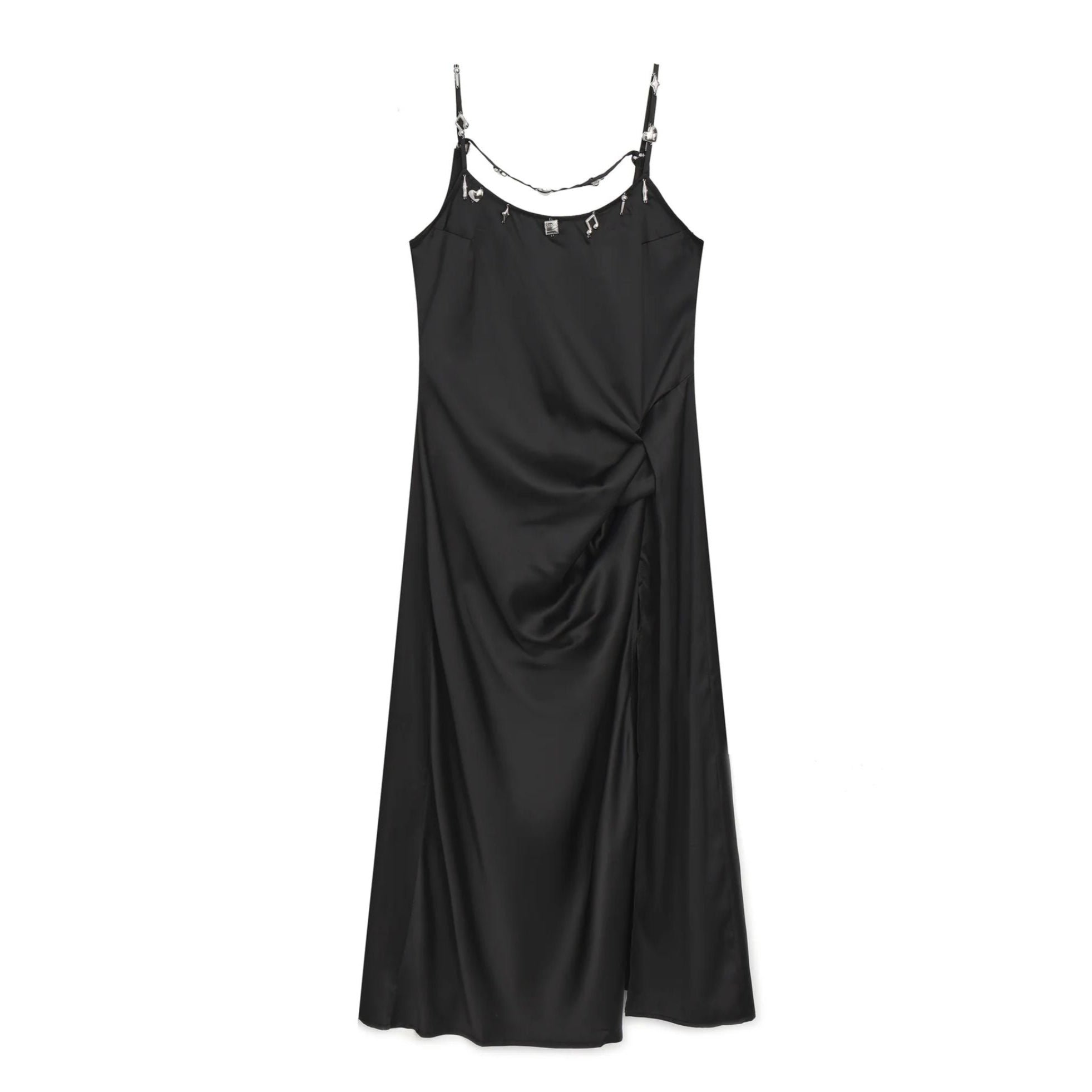 Silver Charm Slip Dress | Black