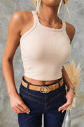 Stretchy Ribbed Knit Crop Cami Top