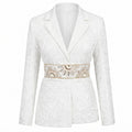 White Paisley Textured Blazer
