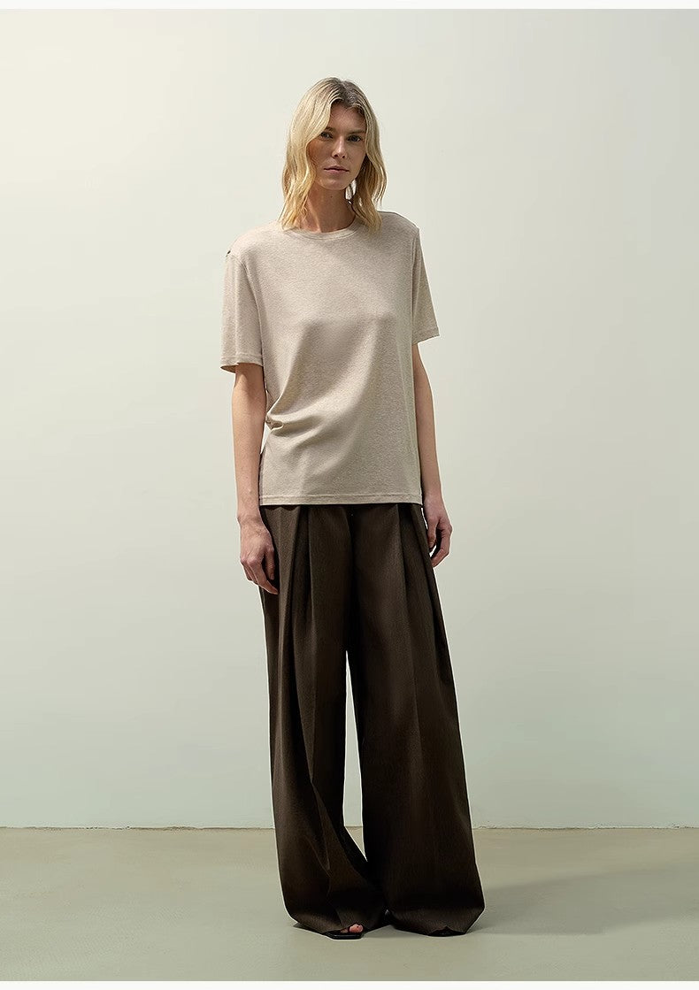 Soft Cloud 15.5mm cashmere loose and comfortable round neck versatile short-sleeved T-shirt for women