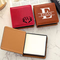 Personalizado Golf Elemento Patrón PU Cuero Clásico Sticky Notepad Holder con Nombre Escritorio Organizador Cumpleaños Oficina Regalo para Colegas Familia Amigos