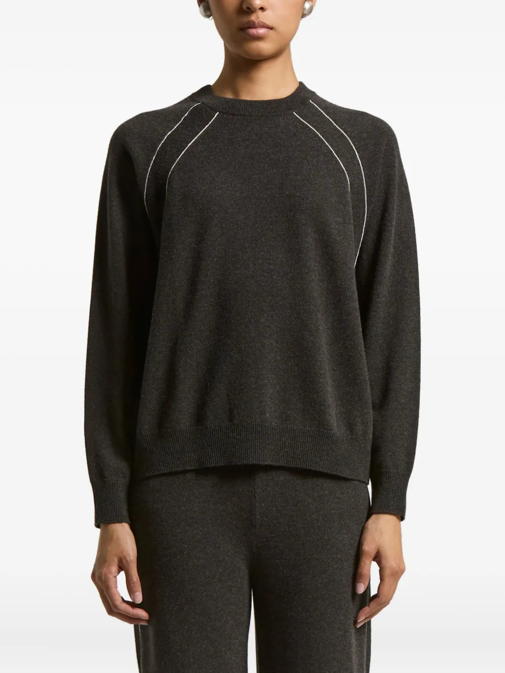 Peserico Raglan-Sleeve Cashmere Sweater — Charcoal