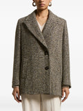 Peserico Herringbone Tweed Coat — Brown