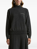 Peserico High-Neck Embellished Sweater — charcoal