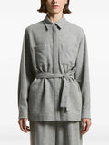 Peserico Belted Pocket Shirt — Grey