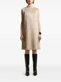 Peserico Fringed High-Neck Dress — Beige