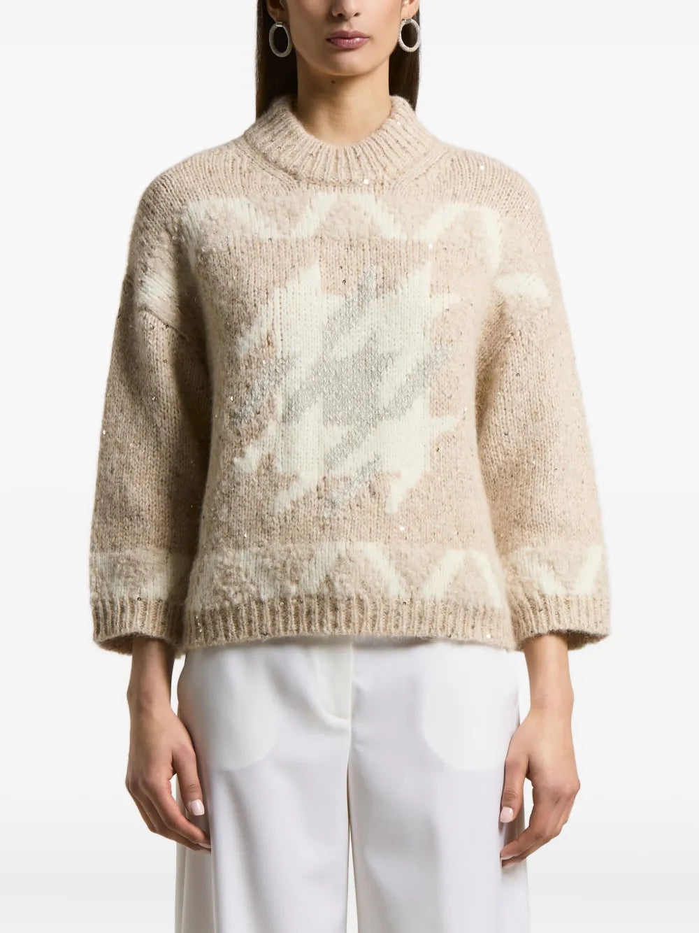 Peserico Star-Pattern Sweater — Beige