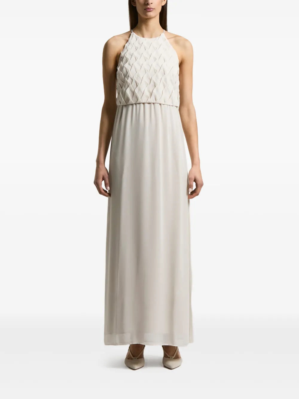 Peserico Pleated Maxi Dress — Ivory