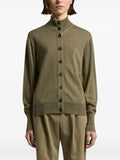 Peserico Speckled High-Neck Cardigan — Olive Green