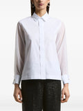 Peserico Sheer-Sleeve Shirt — White
