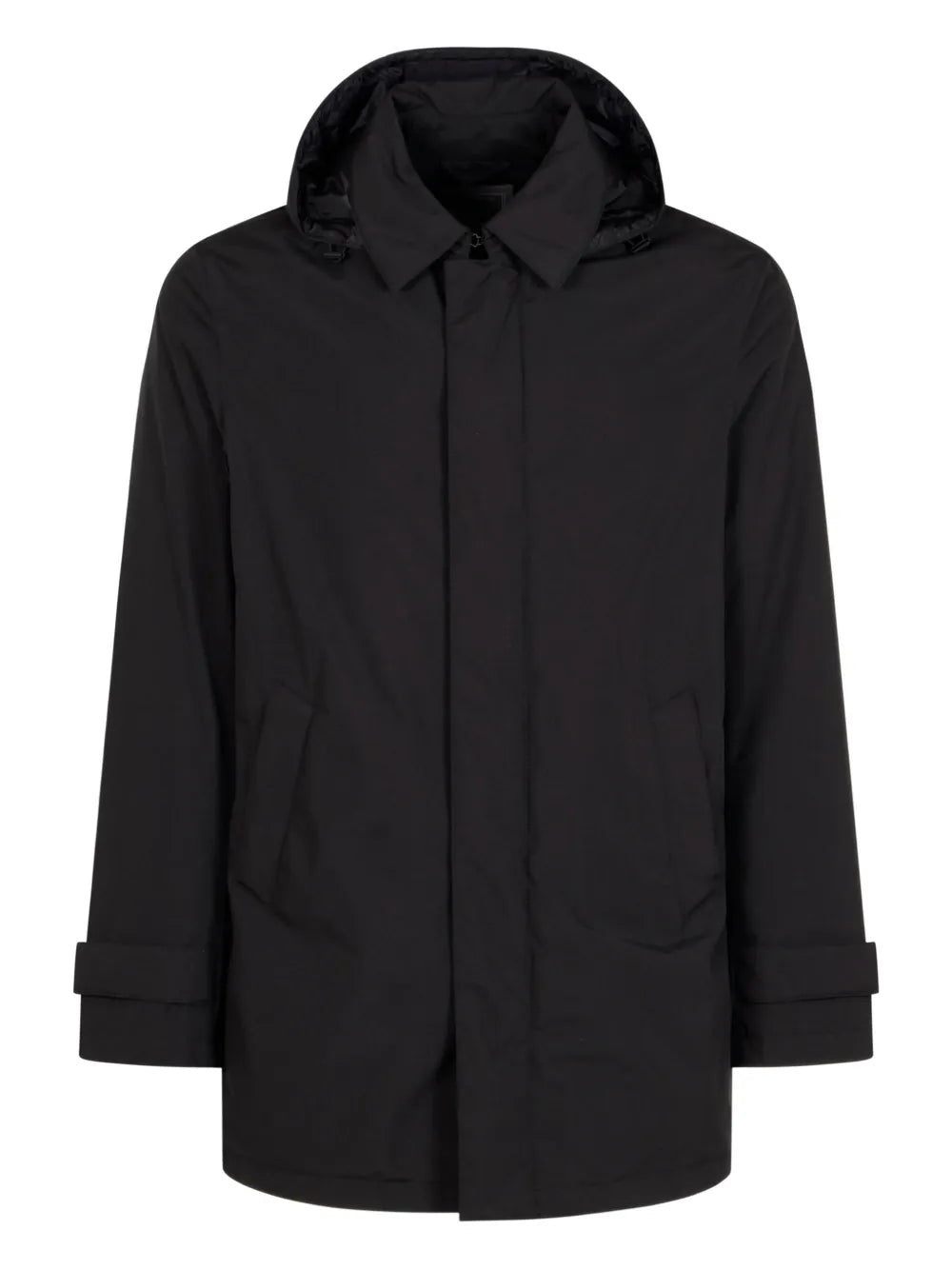 Herno Hooded Technical Coat — Black