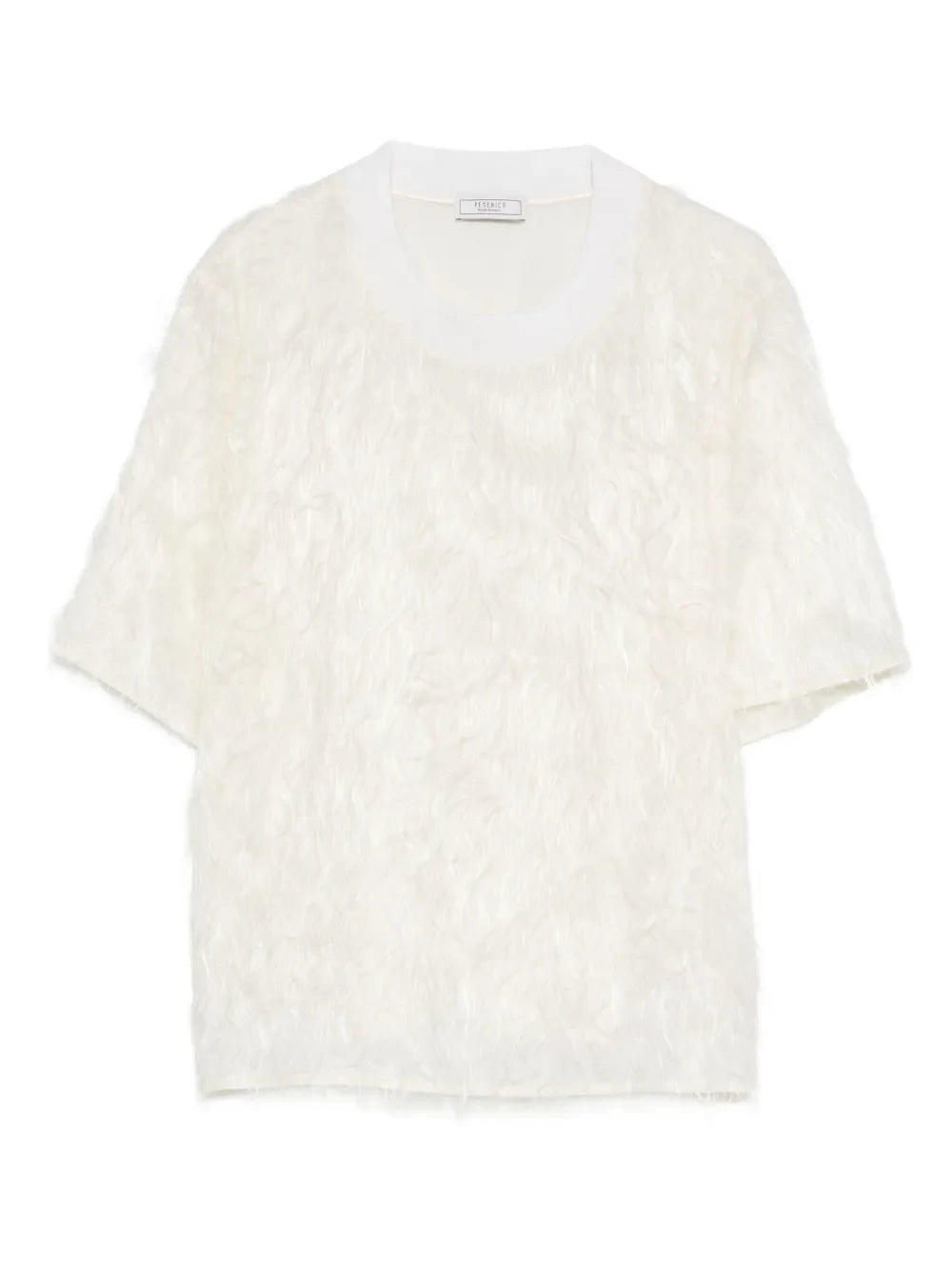 Peserico Fringed Crew-Neck T-Shirt — off-white