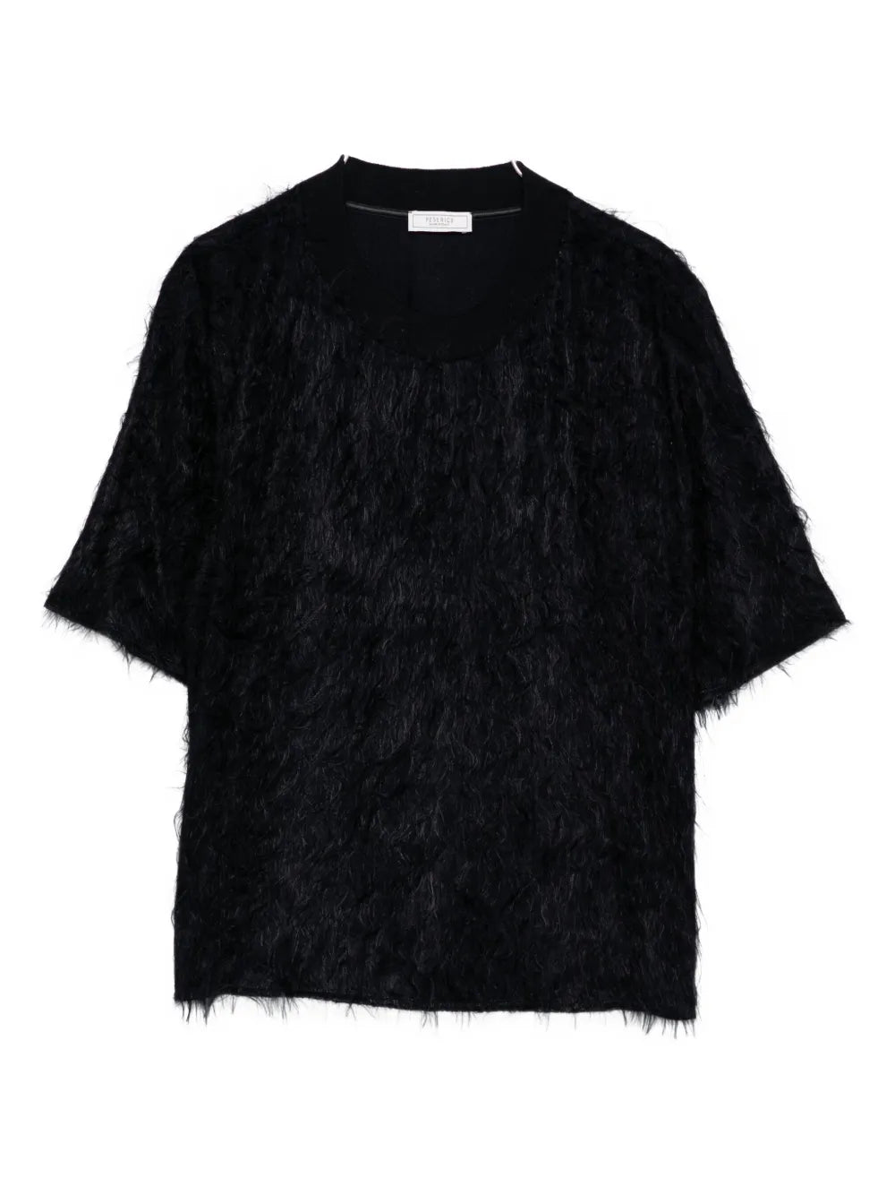 Peserico Fringed Wool T-Shirt — Black