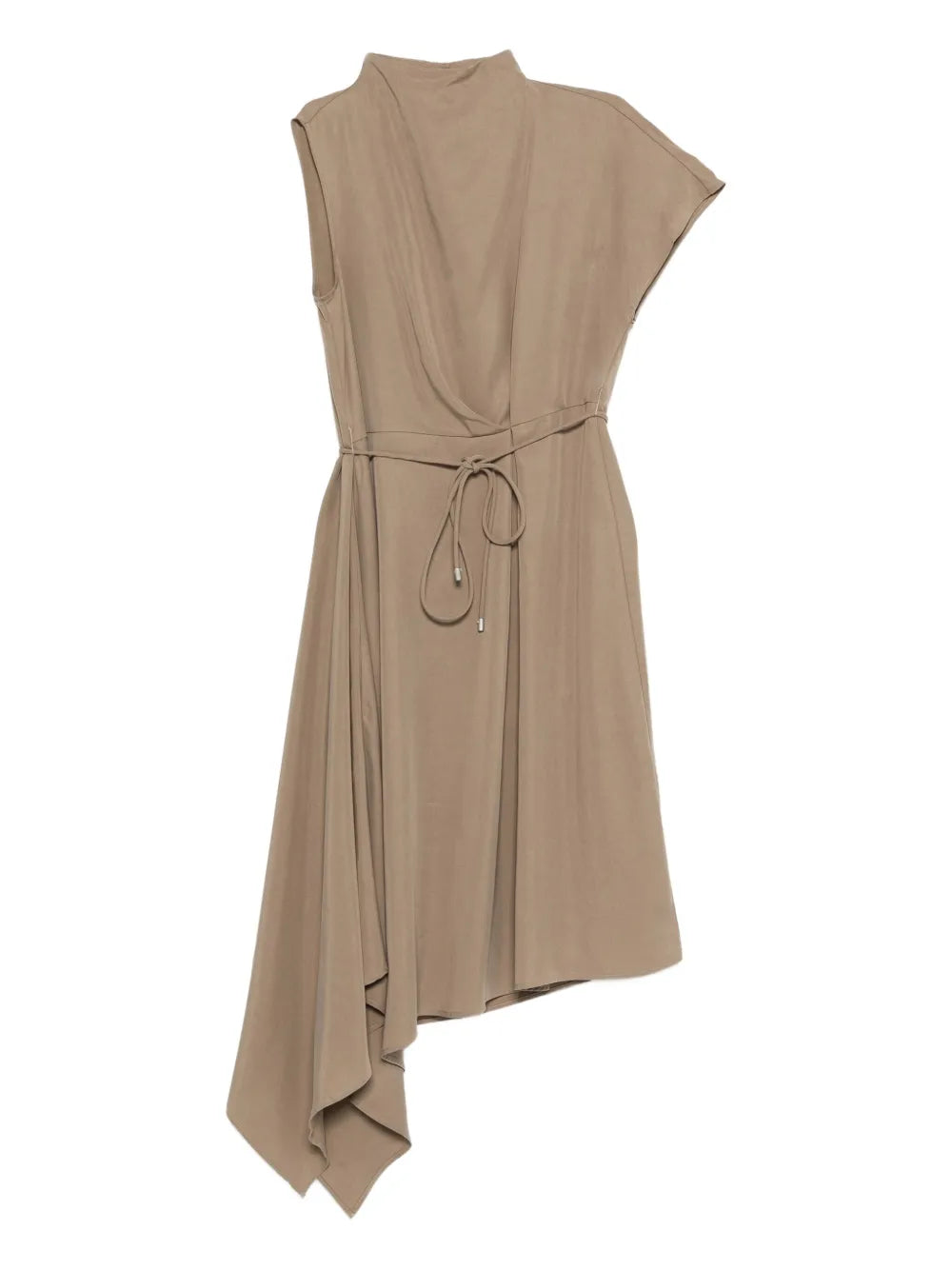 Peserico Asymmetric Midi Dress — Beige