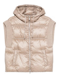 Peserico Hooded Quilted Vest — Beige