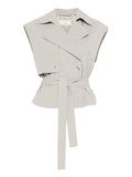 Peserico Sleeveless Double-Breasted Blazer — Beige