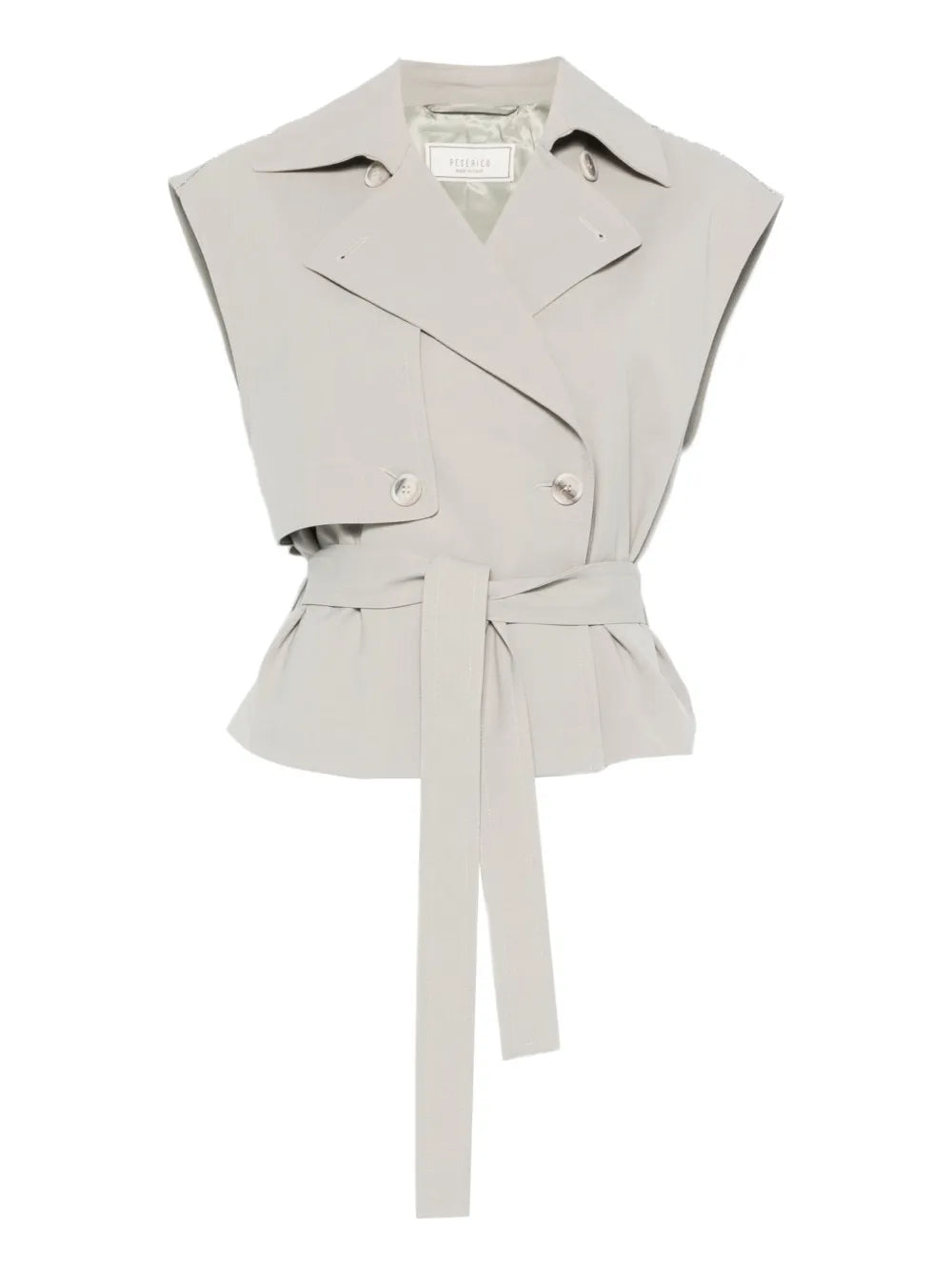 Peserico Sleeveless Double-Breasted Blazer — Beige