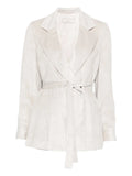 Peserico Belted Wrap-Front Jacket — Beige