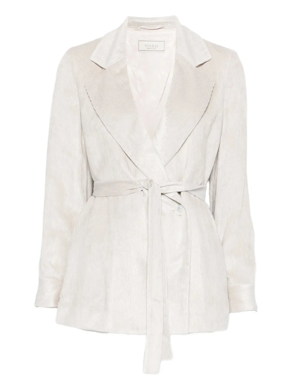 Peserico Belted Wrap-Front Jacket — Beige