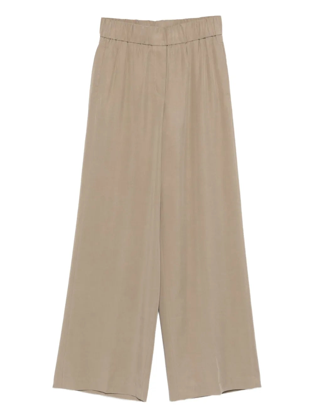 Peserico Elastic-Waist Wide-Leg Trousers — Beige