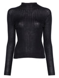 Peserico Ribbed Mock-Neck Sweater — Navy