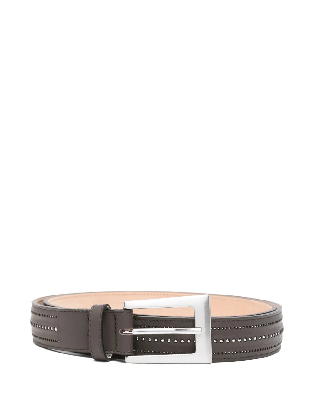 Peserico Studded Calf Leather Belt — Brown