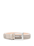 Peserico Perforated Calfskin Belt — Beige