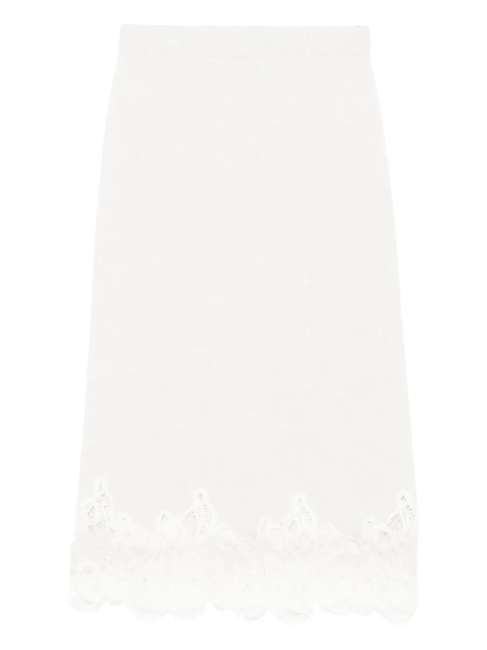 Fabiana Filippi Lace-Trimmed Wool-Blend Skirt — White