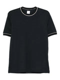 Eleventy Piped-Trim Cotton T-Shirt — Black