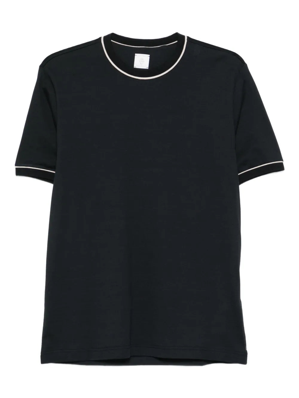 Eleventy Piped-Trim Cotton T-Shirt — Black