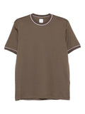 Eleventy Contrasting-Trim Cotton T-Shirt — Brown