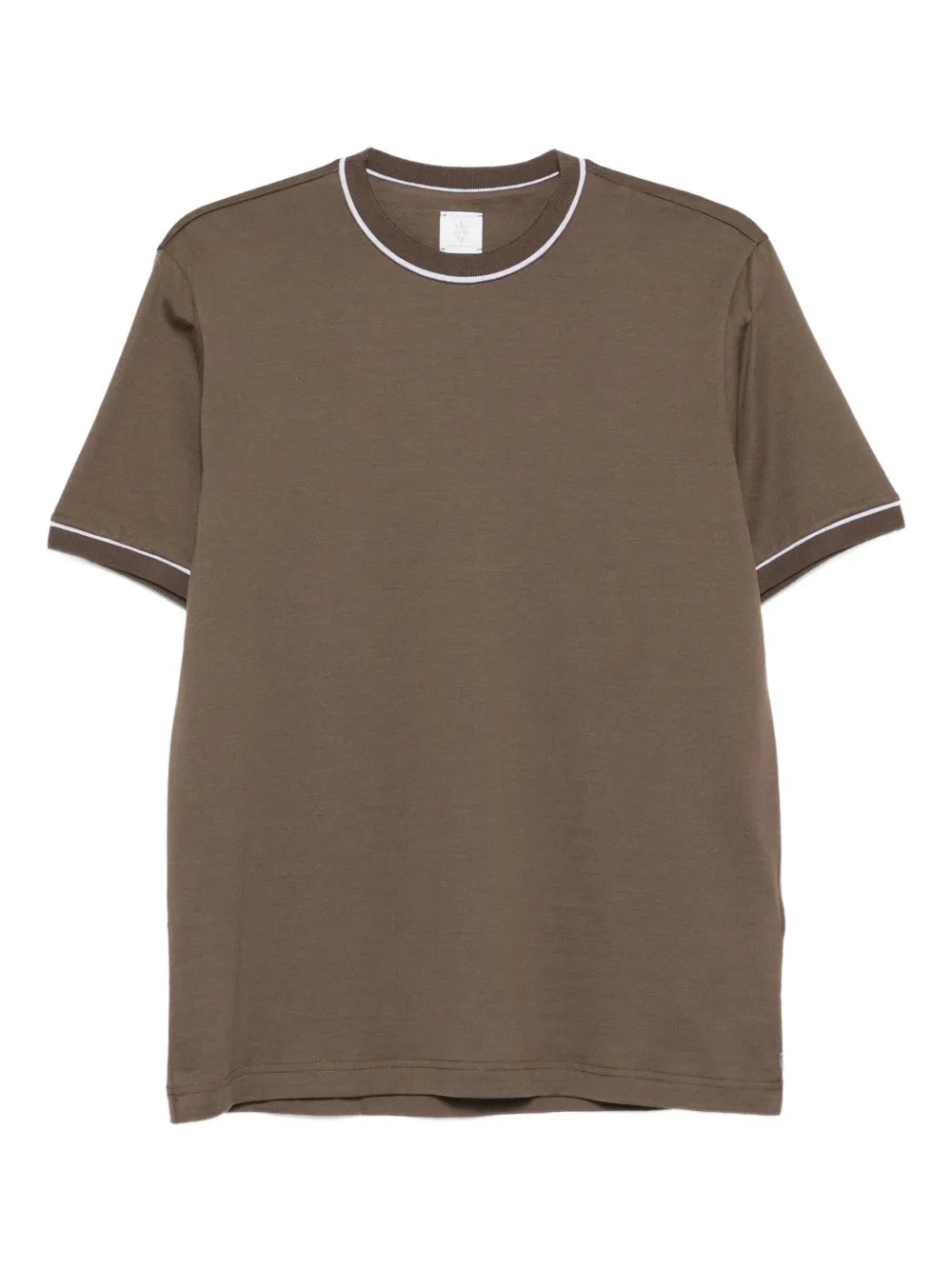 Eleventy Contrasting-Trim Cotton T-Shirt — Brown