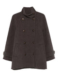 Brunello Cucinelli Double-Breasted Wool-Cashmere Coat — charcoal
